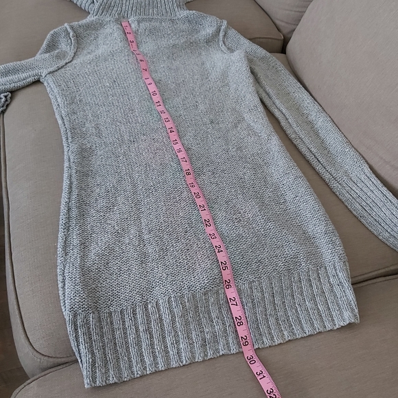 anthropologie If It Were Me gray wool cowl neck cable knit sweater dress tunic - Picture 11 of 13